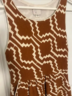 Anthropologie Rust and Cream Geometric Mini Dress thumbnail 2