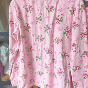 Classic Whimsy Pajamas Set Bows Coquette floral roses long sleeve pants henley thumbnail 5
