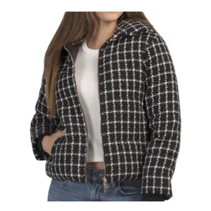 New! Jason Wu Luxe Black White Tweed Puffer Coat Old Money Jacket $395 MSRP thumbnail 4