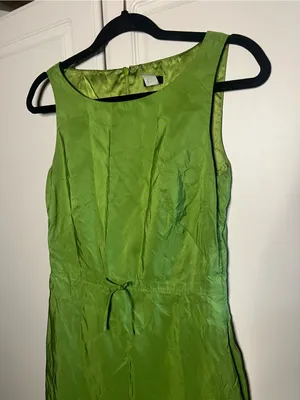 Vintage Y2K J.Crew 100% Silk Chartreuse Green Dress thumbnail 6
