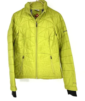 Columbia Omni-Heat Quilted Puffer Jacket Chartreuse Green Full Zip Women's S thumbnail 1