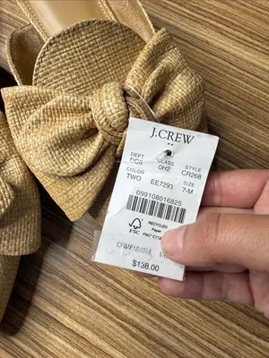 J.Crew Woven Bow Mules Toasted Brown Straw 7 NWT thumbnail 3