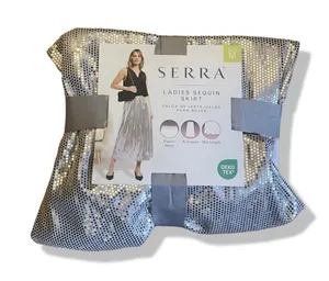 NWT Serra (Aldi) Ladies Silver Sequin Skirt Size Medium thumbnail 1
