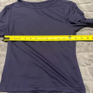 Navy Blue Long Sleeve Stretch Tee Women’s Small Fitted Basic Top Purple thumbnail 4