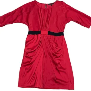 BCBGMAXAZRIA Red Iselin Midi Drape Dress Size Small thumbnail 2