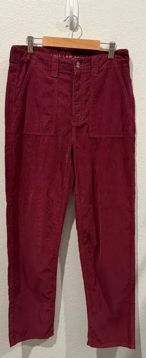 AMERICAN EAGLE Burgundy Baggy Mom Pockets Pants thumbnail 1