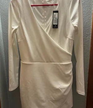 Lulu's Cream Long Sleeve Wrap Dress thumbnail 1