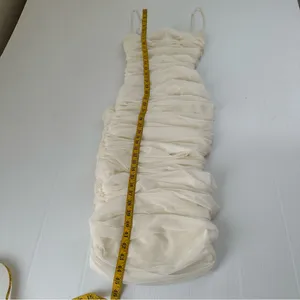 House of CB Sirene Gathered Organza Mesh Dress Ivory, M thumbnail 13