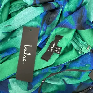 Lulus Ismerida Green Blue Abstract Mesh One Shoulder Midi Dress Party XS NWT thumbnail 12