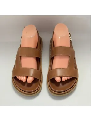 ALOHAS Lorelei Cut Out Leather Footbed Flat Sandal Tan Size 8.5 thumbnail 11