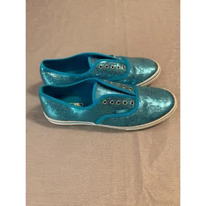 Vans Authentic Lo Pro Turquoise Blue Sequin Sneakers Womens 9.5 Mens‎ 8 Low Top thumbnail 2