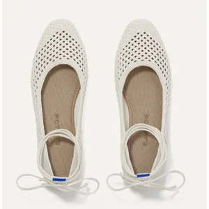 Rothy's Ballet Flats Women 10.5 Vanilla The Wrap Ankle Tie Sustainable Knit Shoe thumbnail 1