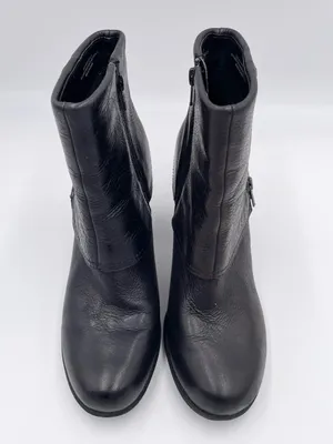 B.O.C. Born Concept Ankle Boots Size 9 Black Leather Foldover Cuff Side Zipper thumbnail 3