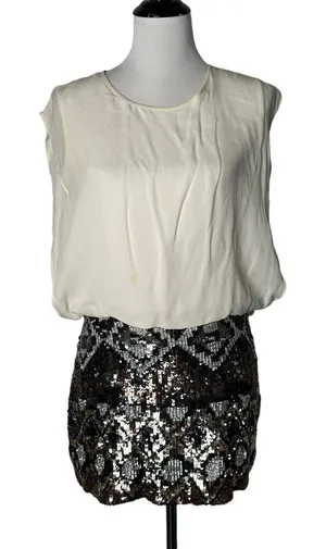 Parker Womens‎ Short Mini Silk Dress Sequin Sleeveless Formal Women Size XS thumbnail 1