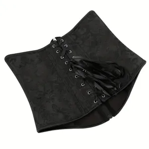 Black Lace-Up Corset nwt Vintage Style Zippered Waist Cincher Control Shapewear thumbnail 3
