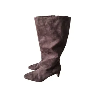 Seychelles June Brown Suede Square Toe Kitten Heel Tall Boots Size 6.5M thumbnail 2