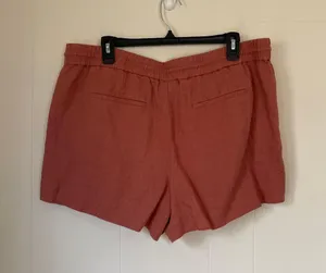 Ann Taylor LOFT 100% linen shorts pink Drawstring Elastic Waist women’s size L thumbnail 5