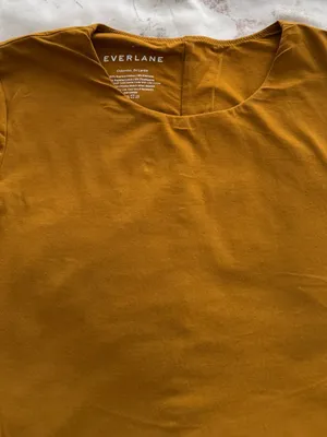 Everlane mustard tapenade Short Sleeve crewneck bodysuit, size S Supima cotton thumbnail 16