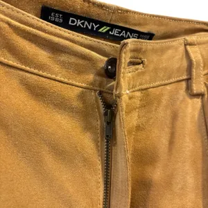 Y2K DKNY Tan Suede Leather Flared Pants Slit Trousers Fall Streetwear Retro thumbnail 7