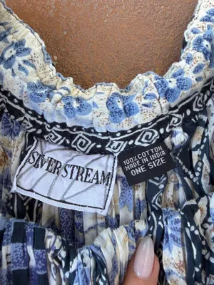 Free People Vtg Silver Stream blue & white capri gaucho pants/ skirt One size #hippie #cottagecore #boho #festival #eurosummer thumbnail 7