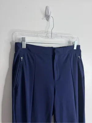 NEW T By Talbots Luxe Comfort Straight Leg Travel Pants Ankle Zipper Navy Medium thumbnail 6