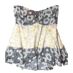 Intimately Free People Floral Summer Scarf Bandeau Top Small Mixed Print Smocked thumbnail 1