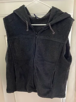 Gap Gray Hooded Zip Vest Size L thumbnail 1