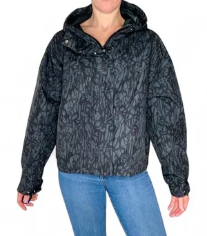 Traj3ctory Black Abstract Hooded Track Rain Athletic Hooded Jacket Size M thumbnail 1