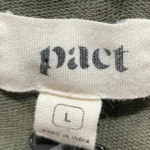 Pact Hooded Full Zip Up Organic Cotton Stretch Olive Sage Green Size Large thumbnail 3