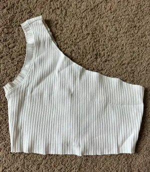 White One-Shoulder Crop Top thumbnail 1