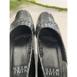 Nine West Black Woven‎ Leather Block Heel Pumps Shoes 6M thumbnail 5