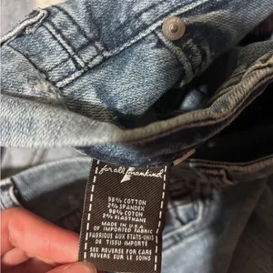 7 For All Mankind Distressed Flare Jeans in Dark Blue thumbnail 4