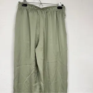 Uniqlo Sage Green Satin Wide Leg Pants Womens S Pull On Preppy Casual Tie Waist thumbnail 5