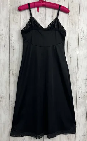 Vintage Black Vanity Fair Lace Trim V-Neck Nylon USA Adjustable Full Slip Small thumbnail 1