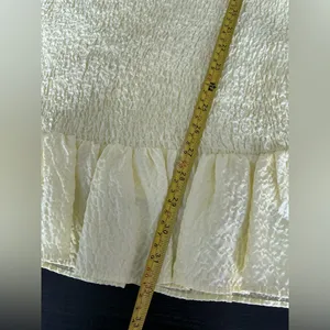 ZARA Yellow Smocked Mini Dress Puff Sleeve Ruffle Hem L thumbnail 7