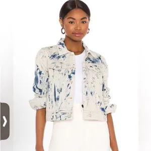FREE People Rumors Denim Jacket in Jones Tie Dye Blue‎ Size Small EEUC 0436 thumbnail 2