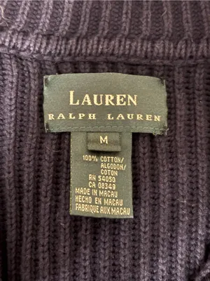 Lauren Ralph Lauren Navy Ribbed Cotton Double Breasted Cardigan M thumbnail 2