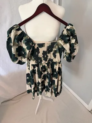 Abercrombie & Fitch Cream Mini Dress with Green Floral Print thumbnail 5
