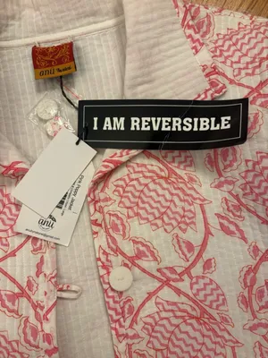 NWT ANU by Natural Reversible Pink Poppy Jacket 100% Cotton Block Print Boho |L thumbnail 6