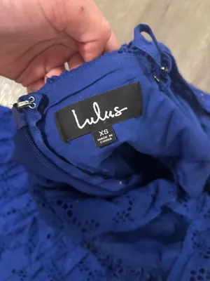 Blue eyelet ruffle dress lulus thumbnail 5