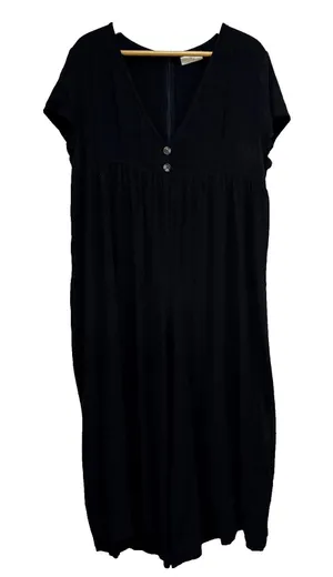 Natural Life Avery Wide Leg Jumpsuit Size‎ L/XL Black Linen Rayon Short Sleeve thumbnail 1