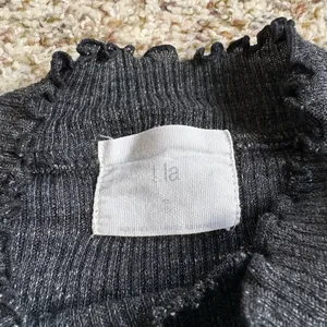 Anthropologie T.la Lettuce Edge Heather Charcoal Ribbed Mock Neck Top Size Small thumbnail 4