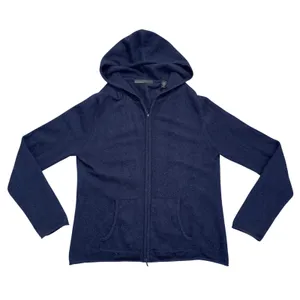 Lord & Taylor Cashmere Hoodie Women Medium Navy Blue Good Zip Up Sweater thumbnail 1