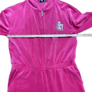 Juicy Couture Zip-up Velour Jumpsuit Hot Pink Y2K Soft Comfort Barbiecore‎ Sz M thumbnail 12
