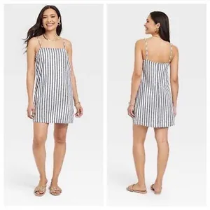 A‎ New Day Target Brand Linen Striped Mink Dress XL thumbnail 2