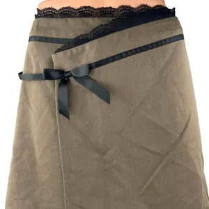 Cider Women's Tan Black Lace Bow Knot Mid Rise A Line Wrap Mini Skirt Size S thumbnail 5