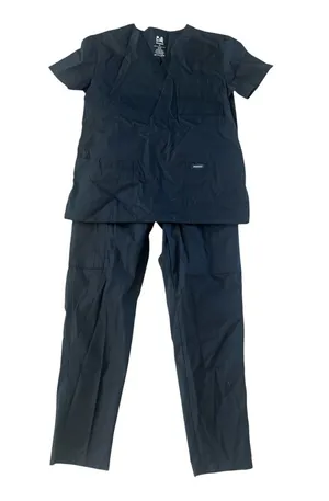 DAGACCI Black Medical Scrub Set V-Neck Top & Cargo Pants NWT - Size XXS thumbnail 1