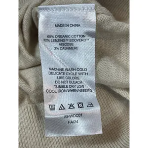 Quince Women’s S Oatmeal Cashmere Blend Crewneck Sweater Organic Cotton thumbnail 9