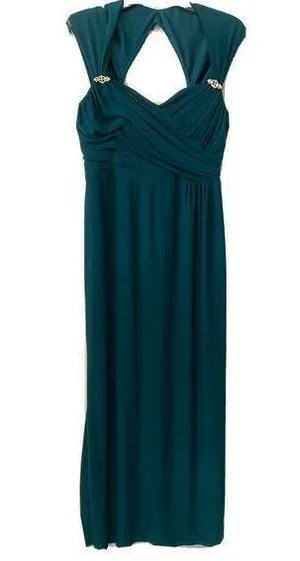 S.L. Fashions Teal Sweetheart Neck Wedding Maxi Evening Stretch Dress thumbnail 1