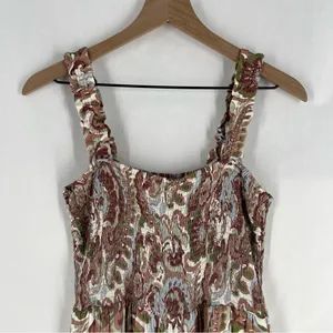 Aritzia Wilfred Chianti Jumpsuit Smocked Wide Leg Multicolor Paisley Print Crepe thumbnail 5